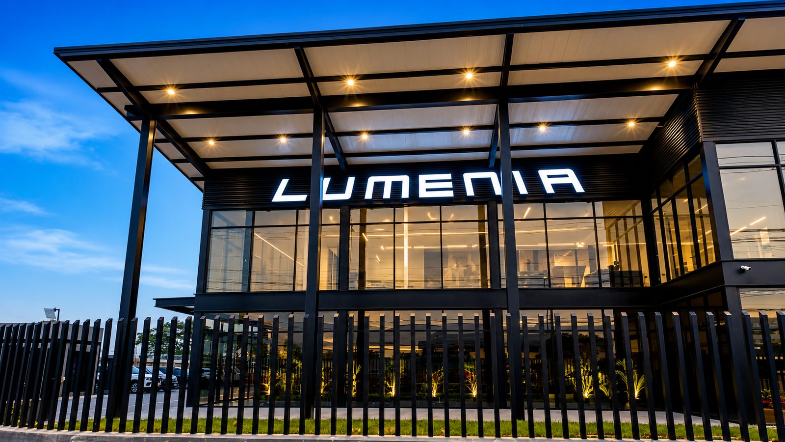 Fachada comercial fabricada e instalada por DOMAC para Lumenia